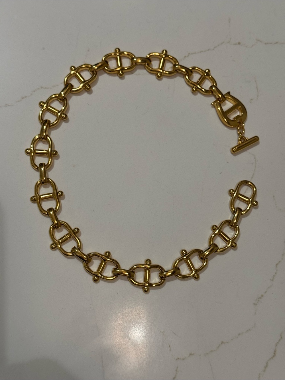Etienne Aigner Polished Gold Link Necklace